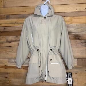 Fleet Street Jacket Womens S Petite Tan Cinch Waist Modern Classic Minimalist